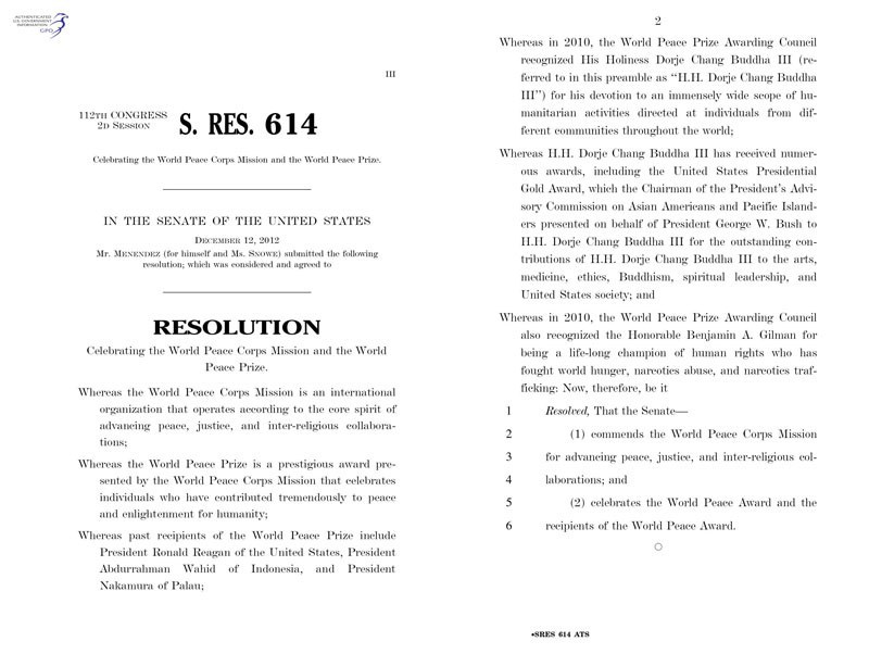 美國參議院第614號決議案